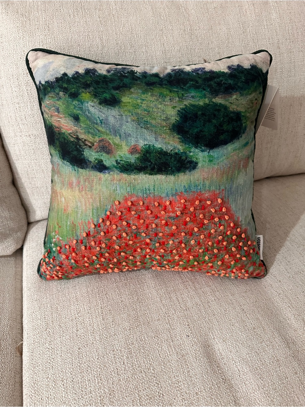 18x18 Poppy Fields in a Hollow near Giverny by Claude Monet decorative pillow